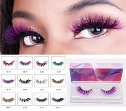 Colourful 3D Mink Eyelashes Makeup Thick Eye Lashes Cross Natural Long False Eyelashes Stage Show Fake Eyelash with packaging box4921019