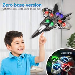 V17 RC Plane 24G Gravity Sensing Glider 360° Rotation One Key Takeoff Remote Control Airplane EPP Foam Toys Kids For Gift 240430