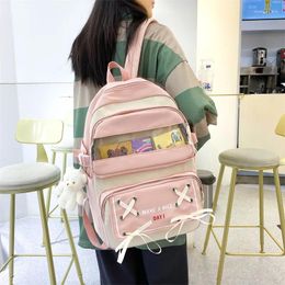 School Bags Korean Style Backpack For Girls Cute Nylon Travel Women Kawaii Rucksack Fashion Daypack