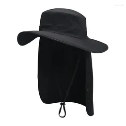 Berets Men's Hat Anti-UV Bucket Fisherman's Sun Protection 360° Panama Summer Face Mask Shawl Visor