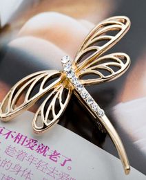 New Arrival Women Dragonfly Brooch Exquisite Alloy Crystal Rhinestone Brooch Pin Wedding Party Vintage Scarf Clip6520372