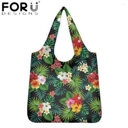 Shopping Bags FORUDESIGNS Summer Style Women Totes Handbag Tropical Hawaiian Flower Printing Female Casual Shoulder Bolsas