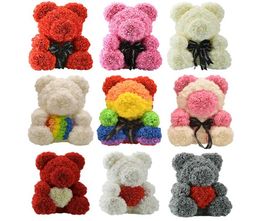 Dropshiping 40cm Luxury Rose Bear Roses Teddy Bear Rose Artificial Flower New Year Gifts for Women Valentines Birthday Gift C09248851858