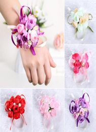 50pcsset Wedding Wrist Flower Bridesmaid Sisters Wrist Corsage Decorative Flower Bridal Prom Hand Simulation Flowers Bracelet 2228639819