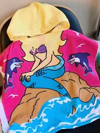 Towels Robes Mermaid ultra-fine beach towel quick drying hooded diving suit for adults children parents raincoats swimsuitsL2404