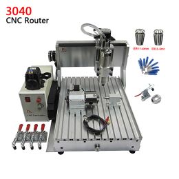Mini 3D CNC Router 4 Axis CNC Milling Machine 3040 Z-VFD 800W Assembled 300x400mm Tested Well Mold Marking Machine