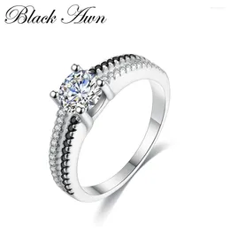 Cluster Rings 2013 Fashion Genuine 925 Sterling Silver Jewellery Round Engagement For Women Black&White Stone Femme Ring Bijoux C223