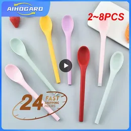 Spoons 2-8PCS Silicone Spoon Small With Long Handle Heat Resistant Easy To Clean Non-stick Rice Tableware Utensil Kitchen