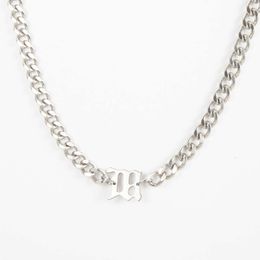 Titanium Steel English Letter Mens Cuban Necklace Minimalist Design Fashion Collar Chain