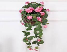 Artificial Begonia flower rattan Wedding decoration Silk Ivy basket flower wall Hanging Vine Garland balcony Party el decoratio7632218