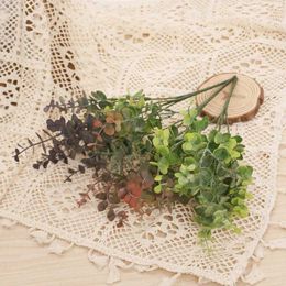 Dried Flowers Artificial Plastic Plants Leaves Green Eucalyptus Long Branch Fake Flowers For Vase Garden Home Wedding Christmas Decoration