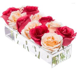 Vases Modern 12 Holes Clear Acrylic Floral Box For Wedding Dining Table Centrepiece Decor Flower Vase