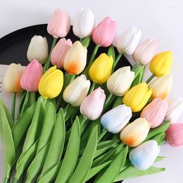 Decorative Flowers 5/10 Pieces Artificial Tulip Bouquet Pe Fake Wedding Garden Decoration Outdoor Home Vase Decor