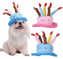Cute Pets Dog Cats Birthday Caps Adjustable Corduroy Colorful Candles Small Medium Dog Hat Puppy Cats Cosplay Costume Headwear5906708
