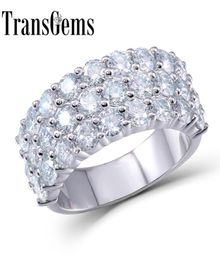 Transgems 28ctw Carat F Color Lab Grown Moissanite Diamond Engagement Wedding Band Genuine Solid 14k 585 White Gold For Women Y199803557