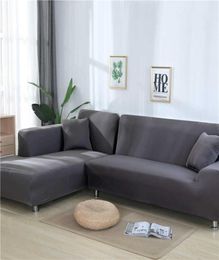 Solid Colour Sofa Covers for Living Room Elastic Spandex Corner Couch Cover Stretch Slipcovers L Shape Need Buy 2pcs 2107233173537