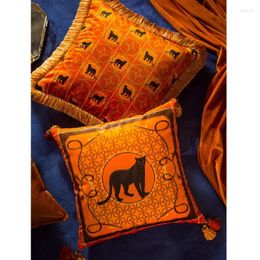 Pillow Luxury Orange Pillows Velvet Cover Retro Warm Decorative Case For Sofa 45x45 Living Room Home Decoration