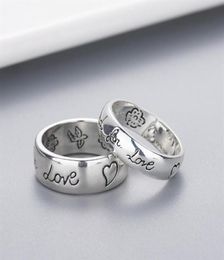 band ring Women Girl Flower Bird Pattern Ring with Stamp Blind for Love Letter men Ring Gift for Love Couple Jewellery w294233O1111147