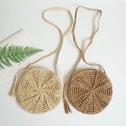 Evening Bags Fashion Women Crossbody Bag Round Circular Rattan Cross Body Wicker Straw Woven Beach Basket Purse