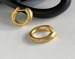 Earrings 925 silver Dangle Chandelier Simple French American frosted gold letter female metal Circle light luxury sense women0397307754
