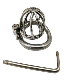 Screw Lock Ergonomic Design Stainless Steel Male Device Super Small Cock Cage Penis lock Cock Ring Belt S070 2207125188262