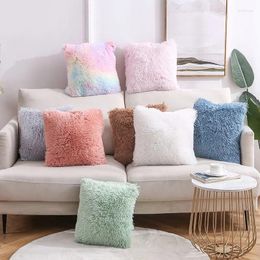 Pillow 2024 Home Sea Velvet Solid Color Sofa Plush Pillows Cover Office Household Soft Skin-friendly Waist Protection