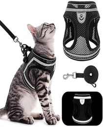 Breathable Cat Collars Harness Leash Escape Proof Pet Clothes Kitten Puppy Dogs Vest Adjustable Easy Control Reflective item7280961