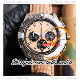 B01 44mm AB0147101A1X1 Quartz Chronograph Mens Watch AB0147101 Champagne Dial Steel Case Champagne Nylon/Leather Strap Watches HelloWatch C132B1