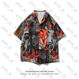 Fashion Brand Designer Women Shirt American Retro Classic Cuban Collar Shirt for Men's Short Sleeved Summer Casual Loose Hawaiian Baroque Shirt 965