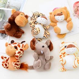 Plush Pendant Keychain Backpack Cute Stuffed Doll Gifts for Kids Monkey Tiger Lion Giraffe Elephant Leopard 240418