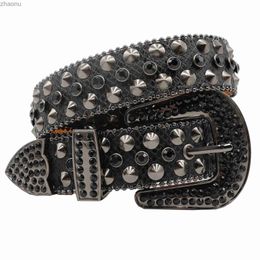 Belts Luxury waistband for mens and womens Rhinestone suitable for Jean Western denim crystal buckle fashionable diamond stud strap XW