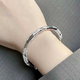 Wedding Bracelets Adjustable Bracelets Bangles for Women Vintage Ethnic Style Carve Flower Leaf Charms Bangles Party Silver Color Jewelry Gift