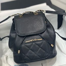 12A 1:1 Top Mirror Quality Designer Backpacks Caviar Cowhide Production Of Classic Pure Black Large Capacity Fashion Casual Women's Luxury Backpack With Original Box.