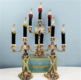 LED Candle Light Skeleton Halloween LED Candelabra Skull Party Lamp Halloween decoration lights ghost festival atmosphere Y20100621732998