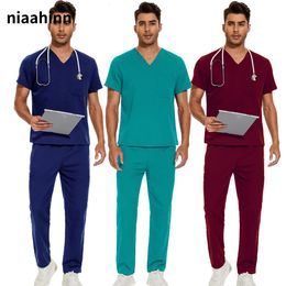 High Quality Unisex Scrubs Uniform Nurse Suit Pet Beauty Shop Sets Spa Uniforms Womens Scrub Sets Work Wear Oversized 240420