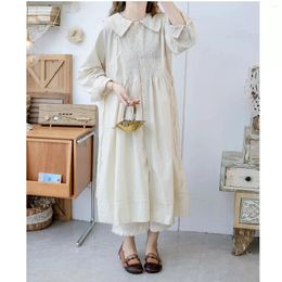Casual Dresses Spring Autumn 2024 Women Sweet Mori Kei Girl Fashion Loose Plus Size Comfortable Cotton
