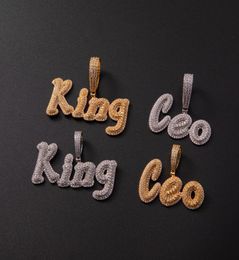 Custom Name Cursive Letters Pendant Gold Silver Colour With Rope Chain Men Women Zircon Hip Hop Rock Necklaces Jewelry5253609