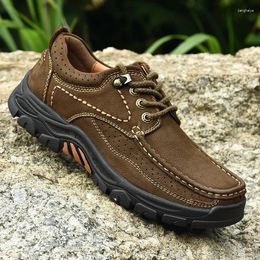 Casual Shoes Men Leather Men's First Layer Cowhide Sneakers Outdoor Hiking