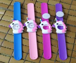 Kid Wristwatches Unicorn 3D cartoon watches Candy Wristwatch Kids Slap Clap Silicone Rubber cute Girl Boy watch for Christmas3280696