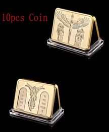 10pcs 1 OUNCE GOLD Plated BAR Craft JESUS CHRIST Commandments BULLION souvenir Coins gifts7693895