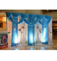 Party Decoration 3M3 6M Lake Blue Wedding Backdrop Sequins Swag Event Drapery Stage Curtains Ice Silk Fabric 10ftx20ftParty9938735