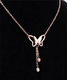 Stainless steel butterfly pendant necklace women girl birthday party necklaces romantic valentine gift jewelry C32265274