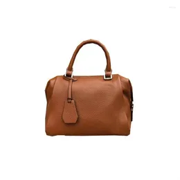 Bag 2024 Leather Handbags Tide First Layer Cowhide Boston Shoulder Ladies Luxury Women Bags Designer