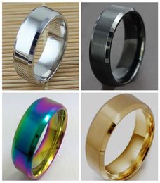 whole 50Pcs 316L 8mm Plain Simple band stainless steel rings fashion Jewellery ring for man women3693644