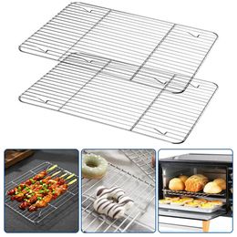 2pcs Stainless Steel Roasting Rack Baking Pans Non-stick Oven Grill Racks Barbecue Cooking Tool Bread Tray Kitchen Accessories 240428