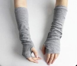 1 Pair Soft Stretchy Wrist Arm Hand Warmer Knitted Mittens Women Winter Long Fingerless Gloves Black Grey Coffee 9256077