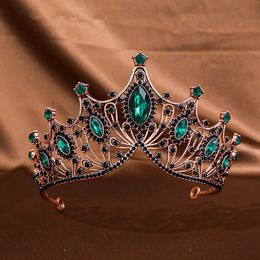 Tiaras 8 Colors Baroque Vintage Big Crystal Tiara Women Wedding Girls Birthday Party Punk Fashion Dress Crown Hair Accessories