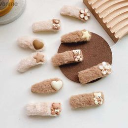 Haarzubehör neue 2 mini weiche Baby -Mädchen Haare Clips Babyhaarklammern Winter Kinderzubehör Cavai Bär Stern Kinderhaarklammern WX