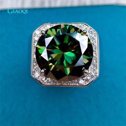 Cluster Rings GIAOQI 24K White Gold Plated 10 Ct Emerald Diamond Moissanite Ring For Men