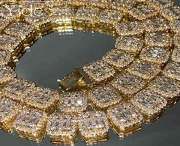 Men039s baguette tennis cuban chain bling diamond choker icy necklace3585370